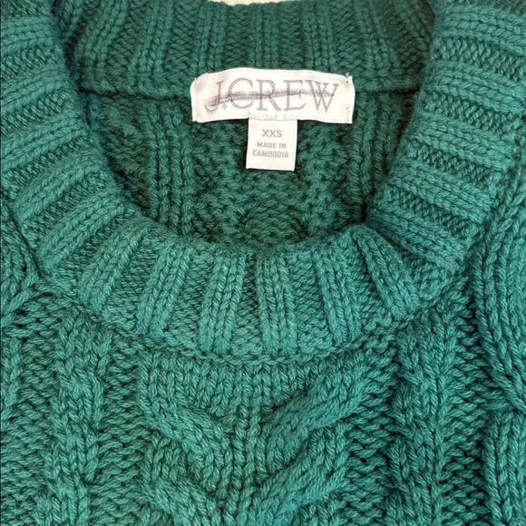 J Crew Cable-knit crewneck sweater XXS Green - Picture 6 of 9